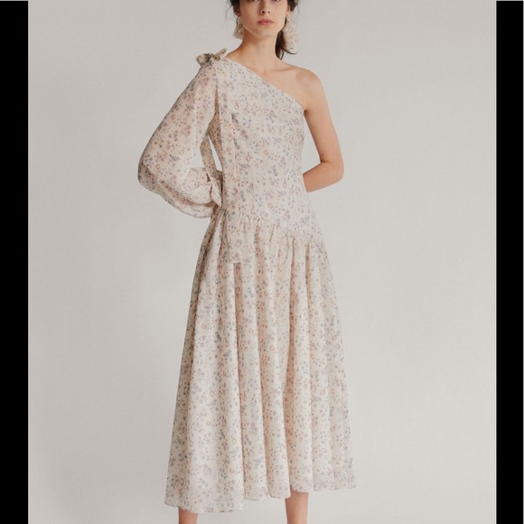 Petersyn Belinda Midi Dress Floral One Shoulder Large NEW NWT - Picture 3 of 5